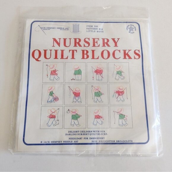 Jack Dempsey Needle Art #16 Litttle Boys Nursery Quilt Blocks 9 X 9 Embroidery - Picture 1 of 2